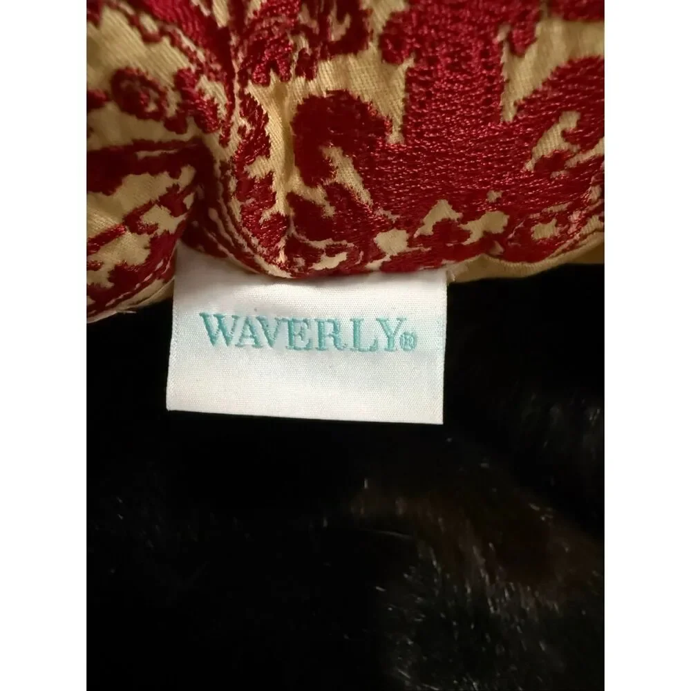 Set of 3 Burgundy and Cream Damask Pillows waverly fringe tassels